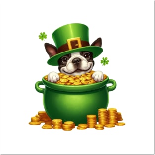 St Patricks Day Boston Terrier Dog Posters and Art